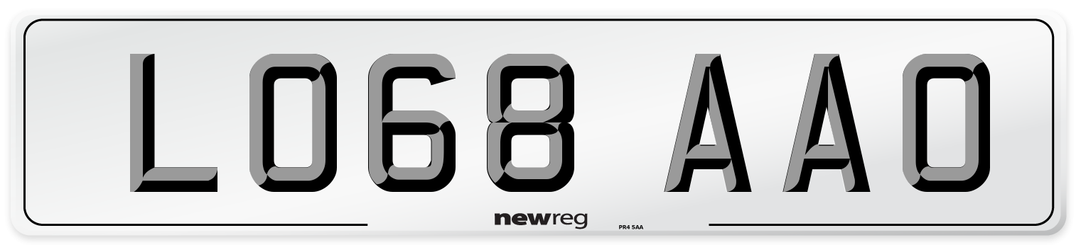 LO68 AAO Number Plate from New Reg